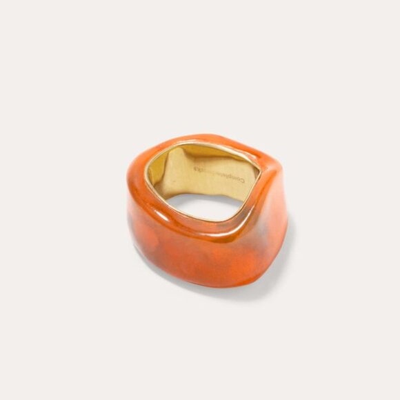 Completed Works A Virtuous Circle Orange Bio Resin and Gold Vermeil Signet Ring - Picture 3 of 3
